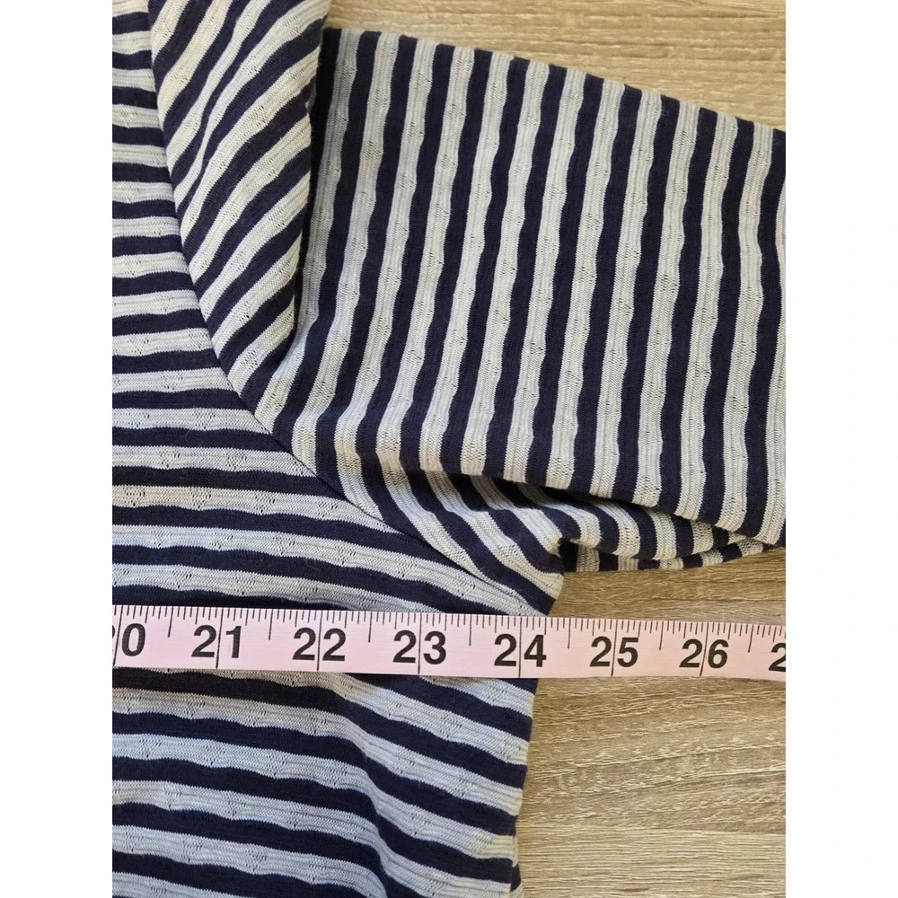 HABITAT Women's Asymmetrical Striped 3/4 Sleeve Top XL Navy Blue Gray Nautical - Picture 10 of 12